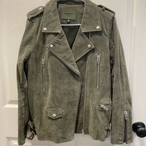 Blank NYC Green Leather Moto Jacket Asymmetrical Zipper